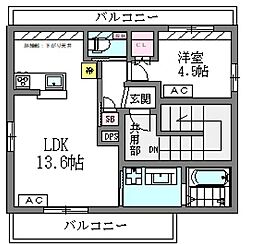 ヘーベル中野 1LDKの間取図画像