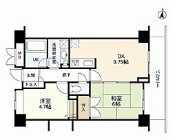 ヒルトップ中野 2LDKの間取図画像