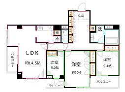 クリスタルコート 3LDKの間取図画像