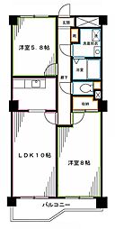 東中野パークハウス 2LDKの間取図画像