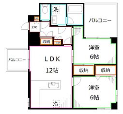 スカイハイツゆうな 2LDKの間取図画像