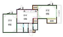 シュロス中野 2DKの間取図画像