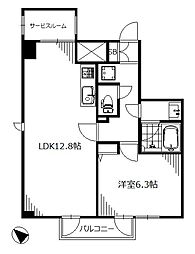 レガリア東中野レジデンスEAST 1SLDKの間取図画像
