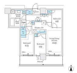 パークシティ中野ザ タワー ブリーズ ブリーズ 3LDKの間取図画像