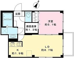 PARKMAISON 1LDKの間取図画像