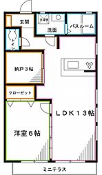 CasaVerde南荻窪D 1SLDKの間取図画像