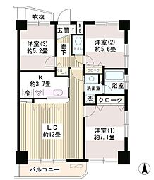 サンハイム 3LDKの間取図画像