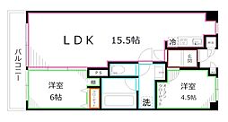 北新宿パークハイツ 2LDKの間取図画像