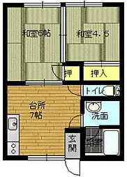 山一佐野アパート 2Kの間取図画像