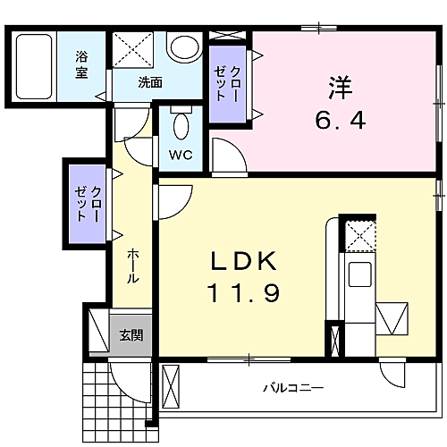 クリーンアース 101｜神奈川県伊勢原市板戸(賃貸アパート1LDK・1階・45.12㎡)の写真 その2