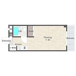 WILL東伏見 ワンルームの間取図画像