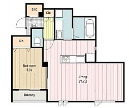LeCubeLumiere 1LDKの間取図画像