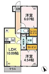 シャルマン高野台A 2LDKの間取図画像
