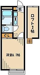 レオパレス美国 1Kの間取図画像