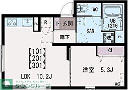清水II 1LDKの間取図画像