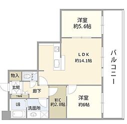 ディアマークスキャピタルタワー 2LDKの間取図画像