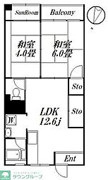 ジミーフードビルダイトウマンション 2LDKの間取図画像