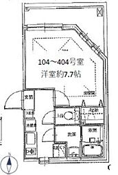 ピアコートTM武蔵関壱番館 1Kの間取図画像