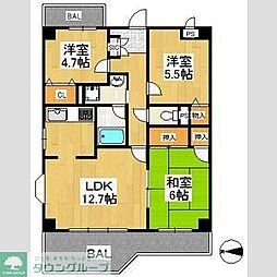 オークレイコート高松2 3LDKの間取図画像
