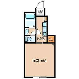 アルブル・ヴィラージュ 1Kの間取図画像