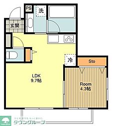 武蔵野市御殿山1丁目アパート 1LDKの間取図画像