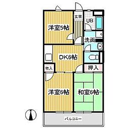 北町ハイツ2 3DKの間取図画像