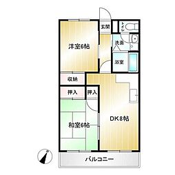 向台グリーンマンション 2DKの間取図画像