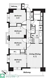 ローヤルシティ清瀬 4LDKの間取図画像