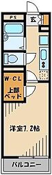 レオパレスダックス 1Kの間取図画像