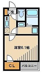 レオネクストジョイアゼリア2 1Kの間取図画像