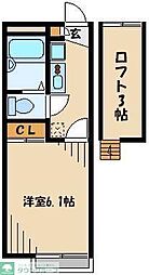 レオパレスひばりヒルズ 1Kの間取図画像