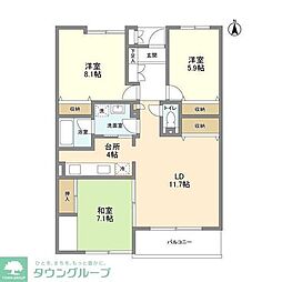 武蔵野パークヒルズ 3LDKの間取図画像