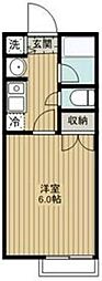 メルベーユアビテ 1Kの間取図画像