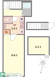 練馬区三原台1丁目アパート 1Kの間取図画像