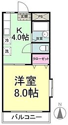 関町アパートメント 1Kの間取図画像
