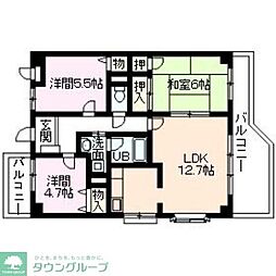 オークレイコート高松2 3LDKの間取図画像