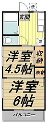 第1藤原コーポ 2Kの間取図画像