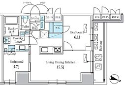 都営三田線 板橋本町駅 徒歩3分の賃貸マンション 8階2LDKの間取り