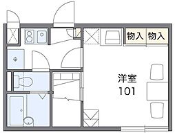 レオパレスＰＩＮＯ 2階1Kの間取り