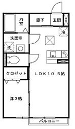 西武池袋線 練馬高野台駅 徒歩6分の賃貸アパート 2階1LDKの間取り