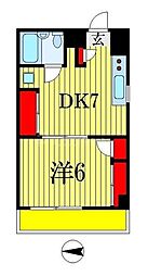 JR総武線 西船橋駅 徒歩4分の賃貸マンション 1階1DKの間取り