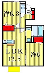 JR総武線 本八幡駅 徒歩15分の賃貸アパート 1階2LDKの間取り