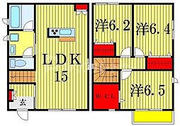 都営新宿線 本八幡駅 徒歩19分の賃貸一戸建て 2階3LDKの間取り