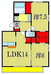 JR武蔵野線 船橋法典駅 徒歩5分の賃貸アパート 1階2LDKの間取り