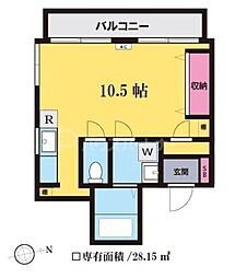 JR総武本線 市川駅 徒歩5分の賃貸マンション 4階ワンルームの間取り