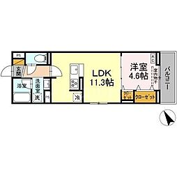JR総武線 西船橋駅 徒歩10分の賃貸アパート 3階1LDKの間取り