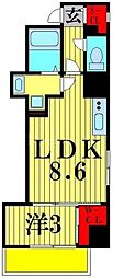 都営新宿線 本八幡駅 徒歩2分の賃貸マンション 5階1LDKの間取り