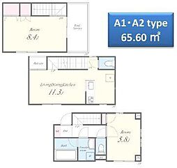 mi patio A棟 2LDKの間取図画像