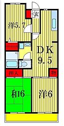 カームパーク 3DKの間取図画像