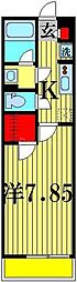 ヴィラ原木中山 1Kの間取図画像